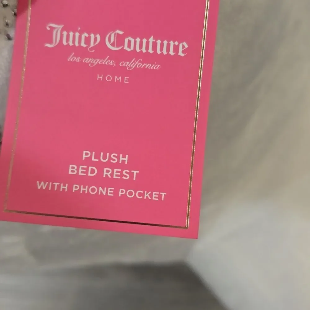 Juicy Couture Home Rhinestone Logo Plush Bed Rest Pillow w/Cell Phone Pocket‎